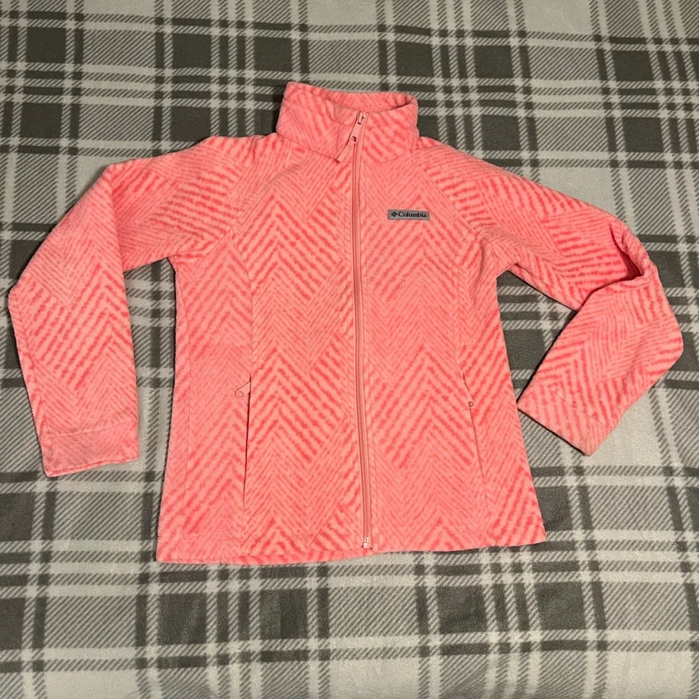Columbia Coral Chevron Fleece Jacket Girls Medium - Picture 2 of 13